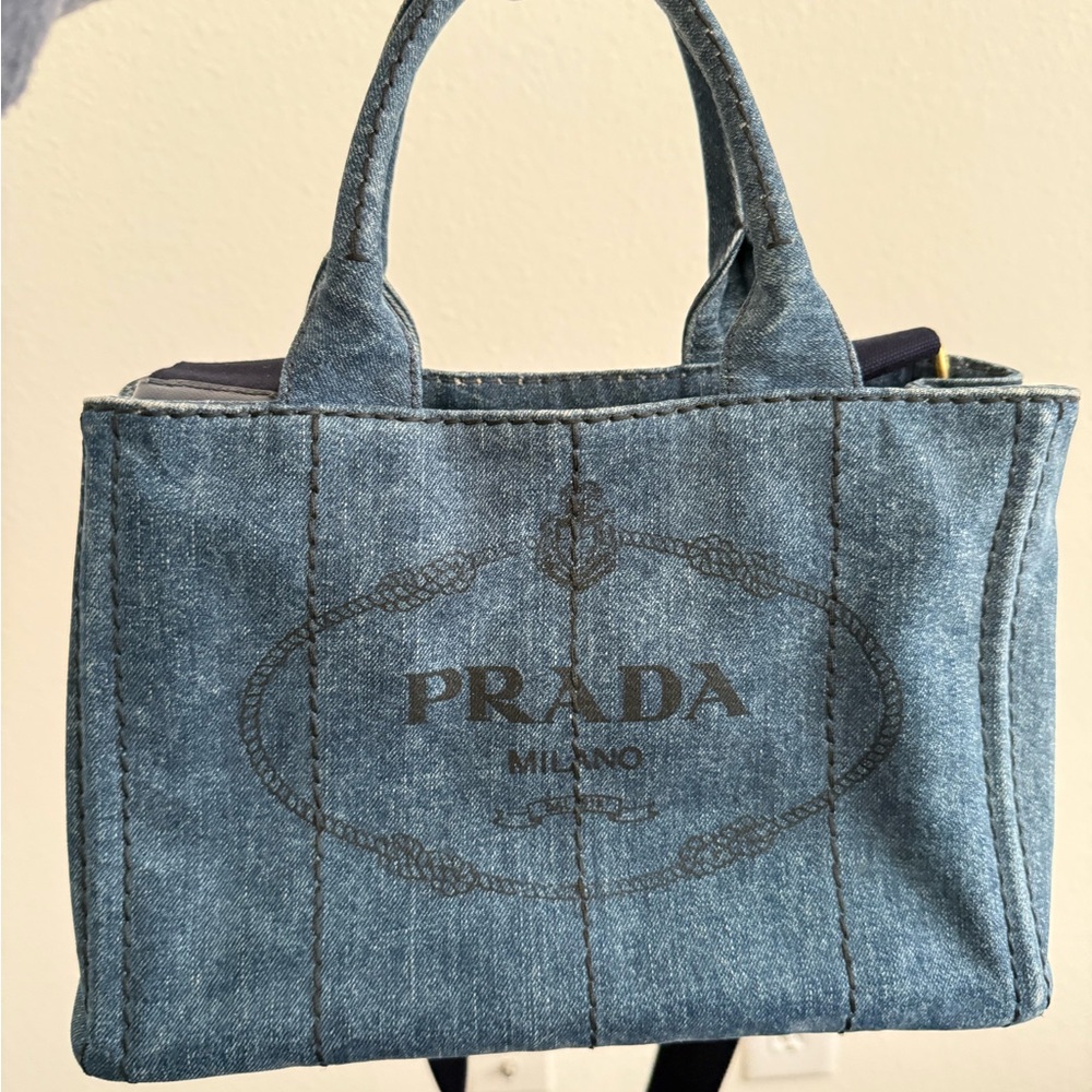Prada Canapa Denim Tote Bag